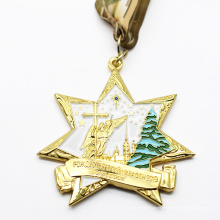 Medalha em forma de estrela de ouro personalizada do fabricante